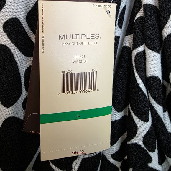 Multiples Large Giraffe Print Beaded Cardigan Black White Long Sleeve Deadstock - Picture 8 of 10